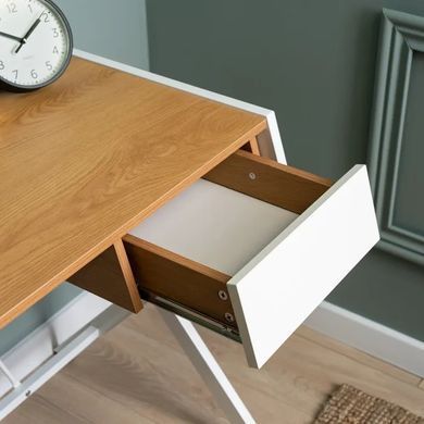 Письменный стол MEBEL ELITE MEG Золотой дуб / Белый фотография