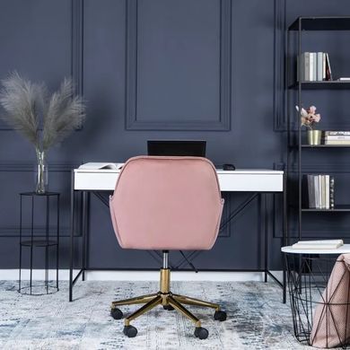 Стул офисный поворотный бархатный MEBEL ELITE MILAN Velvet Розовый / Золотой фотография