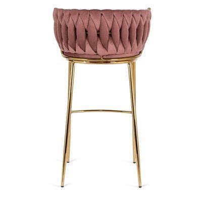 Барний стілець оксамитовий MEBEL ELITE FLORES 2 Velvet Рожевий / золотий фотографія