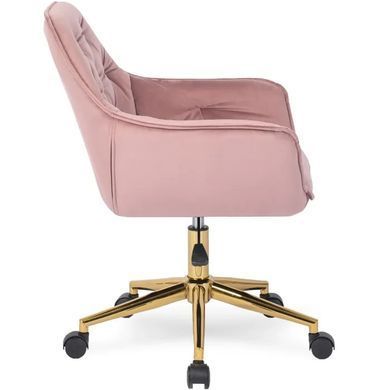 Стул офисный поворотный бархатный MEBEL ELITE MILAN Velvet Розовый / Золотой фотография