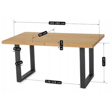Стол раскладной MEBEL ELITE EDWIN 160(260)х90 см Дуб Золотой фотография