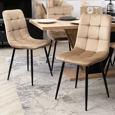 Комплект стіл розкладний MEBEL ELITE CLARK 120(160)х80 см Дуб артизан/чорний +4 стільці PERU Беж фотографія