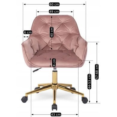 Стул офисный поворотный бархатный MEBEL ELITE MILAN Velvet Розовый / Золотой фотография