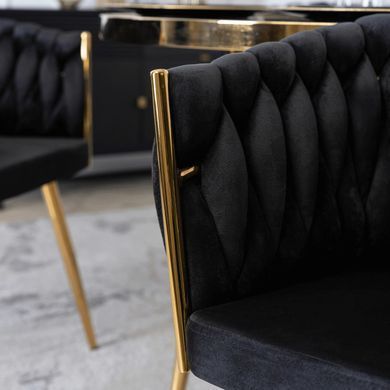 Стілець оксамитовий MEBEL ELITE CAPI Velvet Чорний / Золотий фотографія
