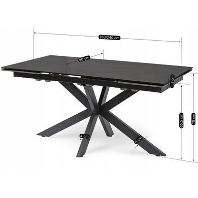 Стіл розкладний MEBEL ELITE BRUNO 160(240)х90 см Чорний фотографія
