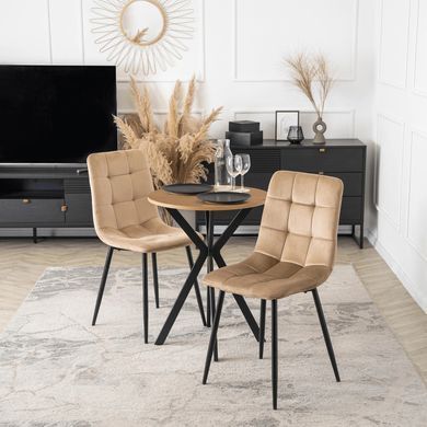Стіл MEBEL ELITE LAUREN 60X60 Дуб золотий / Чорний фотографія
