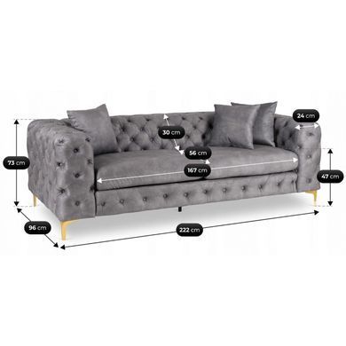 Диван MEBEL ELITE SORRENTO 3S Серый фотография