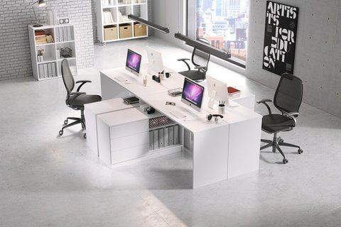 Стіл офісний письмовий Perfect Home Тео / Teo 3S/138 з 3 шухлядами Білий фотографія