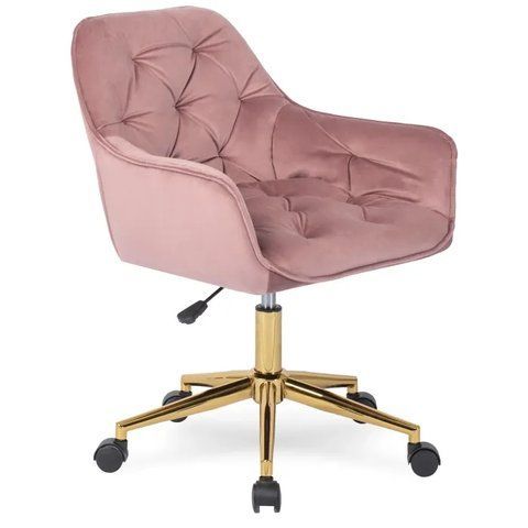 Стілець офісний поворотний оксамитовий MEBEL ELITE MILAN Velvet Рожевий / Золотий фотографія