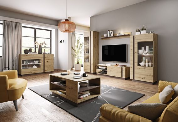 Тумба під телевізор Perfect Home Арко / Arco 1-дверна 1D/138 Дуб артизан/графіт фотографія