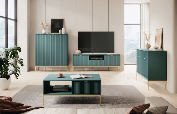 Комод високий Perfect Home Нова / Nova 2-дверний з золотими ніжками K104 Лабрадор фотографія