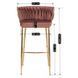Барний стілець оксамитовий MEBEL ELITE FLORES 2 Velvet Рожевий / золотий