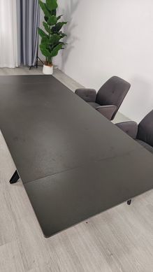 Стол раскладной VINCENT CERAMIC Intarsio 140(200)*90 графит мат/черный фотография