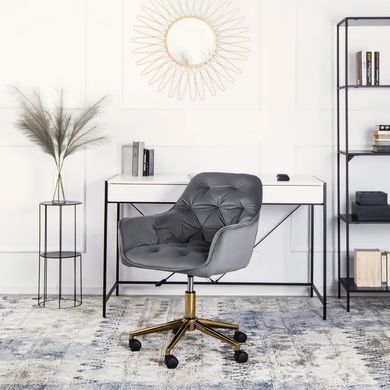 Стул офисный поворотный бархатный MEBEL ELITE MILAN Velvet Серый / Золотой фотография