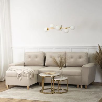 Кутовий диван лівий, оксамитовий MEBEL ELITE MATEO Velvet 248 см Бежевий Лівий фотографія