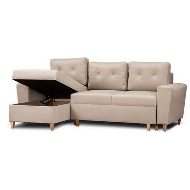 Кутовий диван лівий, оксамитовий MEBEL ELITE MATEO Velvet 248 см Бежевий Лівий фотографія