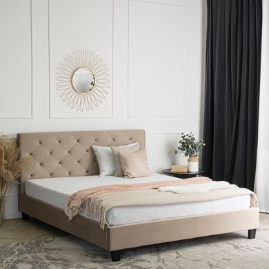 Кровать бархатная MEBEL ELITE QUEEN Velvet 160x200см Беж фотография