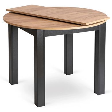 Комплект стола MEBEL ELITE HARRY 102(142)х102 см дуб Craft/черный, и 6 черных стульев PERU фотография