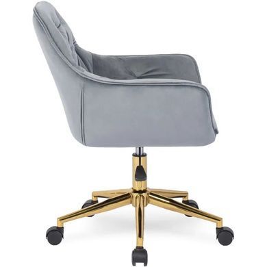 Стул офисный поворотный бархатный MEBEL ELITE MILAN Velvet Серый / Золотой фотография