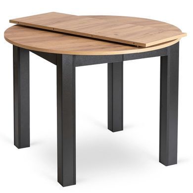 Стіл розкладний круглий MEBEL ELITE HARRY 102(142)х102 см Дуб Крафт / Чорний фотографія
