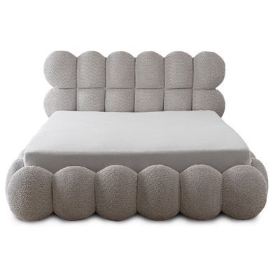 Кровать двуспальная MEBEL ELITE ANKARA 140x200 см Серая Букле фотография