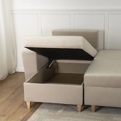 Кутовий диван лівий, оксамитовий MEBEL ELITE MATEO Velvet 248 см Бежевий Лівий фотографія