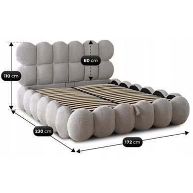 Кровать двуспальная MEBEL ELITE ANKARA 140x200 см Серая Букле фотография
