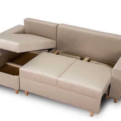Кутовий диван лівий, оксамитовий MEBEL ELITE MATEO Velvet 248 см Бежевий Лівий фотографія
