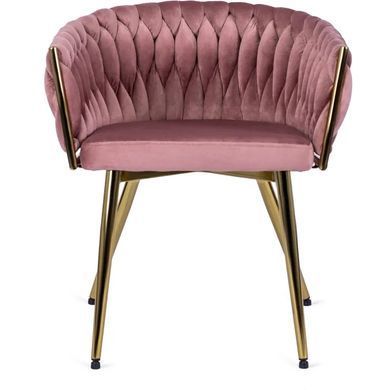 Стілець оксамитовий MEBEL ELITE CAPRI Velvet Рожевий / Золотий фотографія