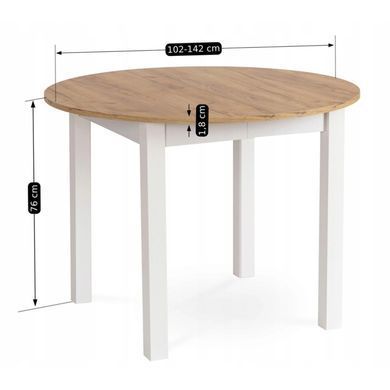 Стол кухонный раскладной MEBEL ELITE HARRY 102(142)х102 Дуб крафт/ Белый фотография