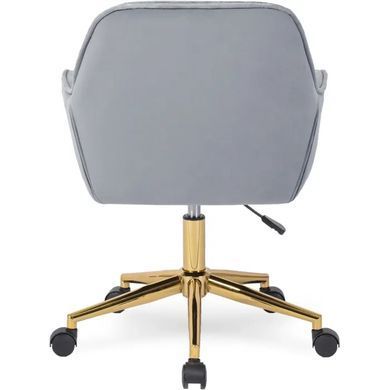 Стул офисный поворотный бархатный MEBEL ELITE MILAN Velvet Серый / Золотой фотография