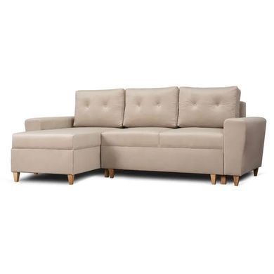 Кутовий диван лівий, оксамитовий MEBEL ELITE MATEO Velvet 248 см Бежевий Лівий фотографія