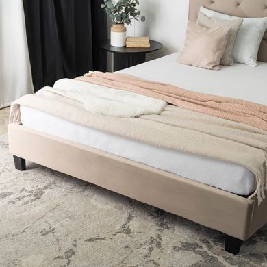 Кровать бархатная MEBEL ELITE QUEEN Velvet 160x200см Беж фотография