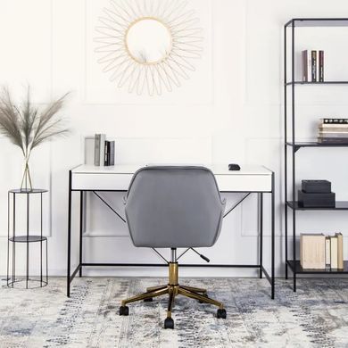 Стул офисный поворотный бархатный MEBEL ELITE MILAN Velvet Серый / Золотой фотография