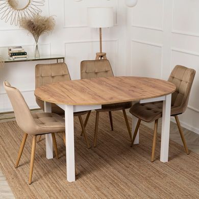 Стол кухонный раскладной MEBEL ELITE HARRY 102(142)х102 Дуб крафт/ Белый фотография