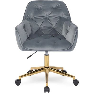Стул офисный поворотный бархатный MEBEL ELITE MILAN Velvet Серый / Золотой фотография