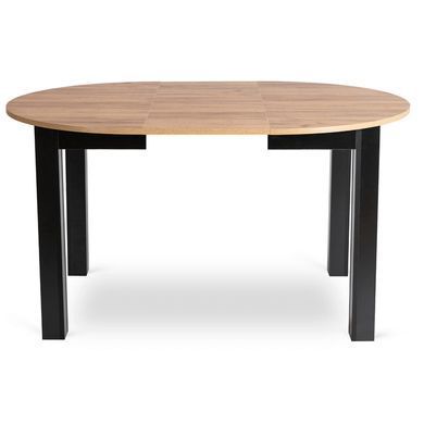 Стіл розкладний круглий MEBEL ELITE HARRY 102(142)х102 см Дуб Крафт / Чорний фотографія