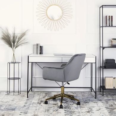 Стул офисный поворотный бархатный MEBEL ELITE MILAN Velvet Серый / Золотой фотография