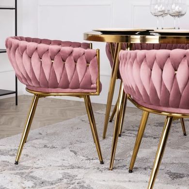 Стілець оксамитовий MEBEL ELITE CAPRI Velvet Рожевий / Золотий фотографія