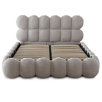 Кровать двуспальная MEBEL ELITE ANKARA 140x200 см Серая Букле фотография