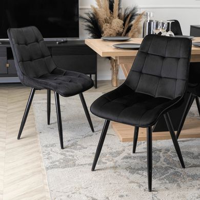 Комплект стол раскладной MEBEL ELITE CLARK 120(160)х80 см Дуб артизан/черный +4 стула RIO Черный фотография
