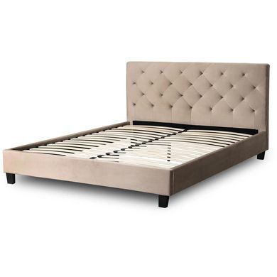 Кровать бархатная MEBEL ELITE QUEEN Velvet 160x200см Беж фотография