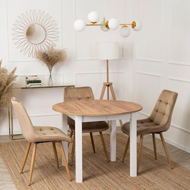 Стол кухонный раскладной MEBEL ELITE HARRY 102(142)х102 Дуб крафт/ Белый фотография