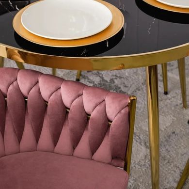 Стілець оксамитовий MEBEL ELITE CAPRI Velvet Рожевий / Золотий фотографія