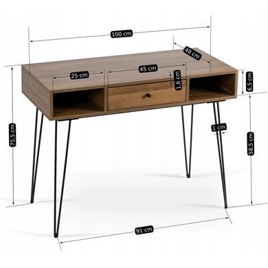 Письменный стол MEBEL ELITE LAMICA 100 см Орех / Черный фотография