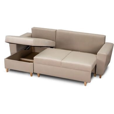 Кутовий диван лівий, оксамитовий MEBEL ELITE MATEO Velvet 248 см Бежевий Лівий фотографія