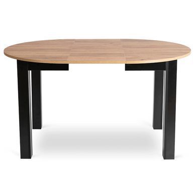 Комплект стола MEBEL ELITE HARRY 102(142)х102 см дуб Craft/черный, и 6 черных стульев PERU фотография