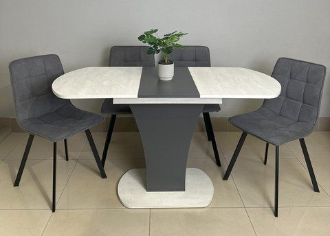 Стол раскладной SHERIDAN S/A Intarsio 110(145)x60 Шелковый камень/антрацит фотография
