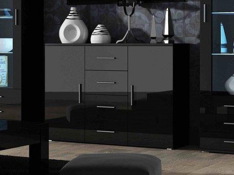 Комод UNI Cama 132 Чорний Мат / Чорний Глянець фотографія