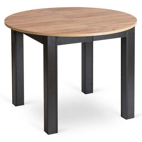 Стол раскладной круглый MEBEL ELITE HARRY 102(142)х102 см Дуб Крафт / Черный фотография